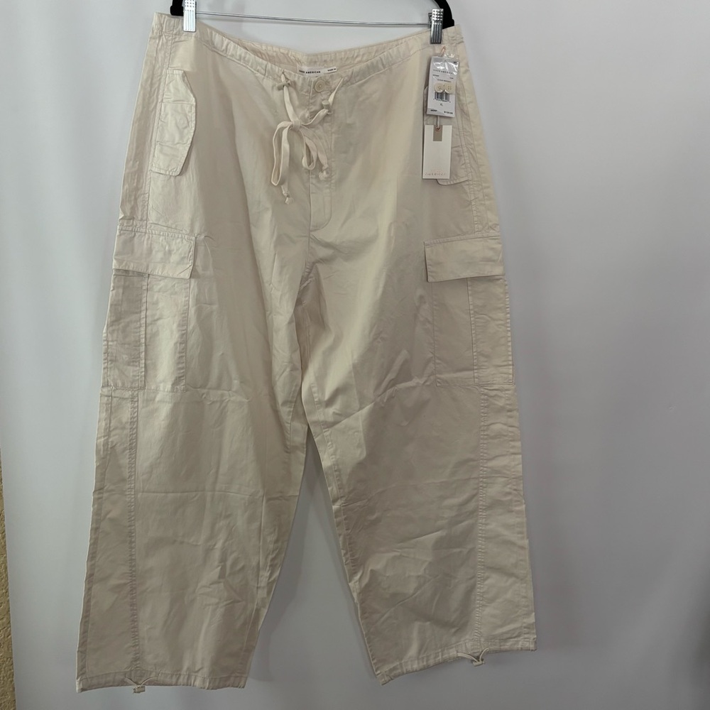 Good American Parachute Cargo Pants in Cloud White Size XL NWT